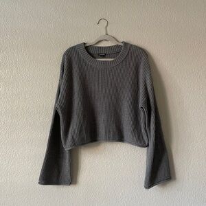 Wild Fable Flare Sleeve Crew Scoop Sweater Gray